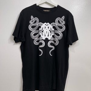 Roberto Cavalli black oversize shirt with snake print